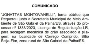 comunicado jonattas montovanelli