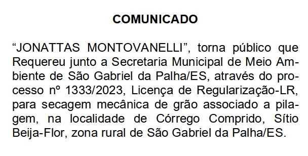 comunicado jonattas montovanelli