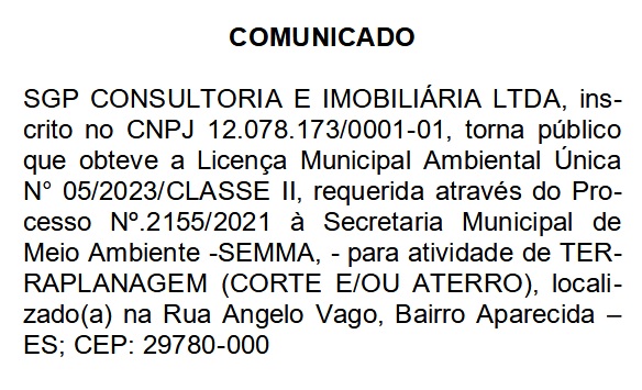 comunicado sgpconsultoria
