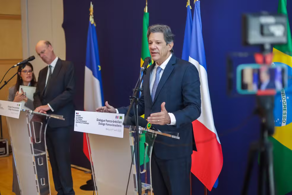 Fernando Haddad durante cerimônia de abertura dos Diálogos Econômicos Brasil-França — Foto: Divulgação/Ministério da Fazenda