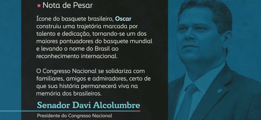 Vídeo: Davi Alcolumbre manifesta pesar pela morte de Oscar Schmidt